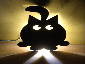 gatto muro di luce arredamento 2d parete art cat la decorazione lampada a led notte 3d print model - Mito3D