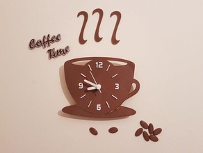 coffee time kitchen clock & dining wall mounted 3d print model - Mito3D
