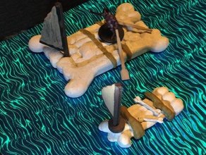 miniature sail boat raft bones toys & games dnd prop 28mm pathfinder rpg sailboat tabletop gaming 3d print model - Mito3D