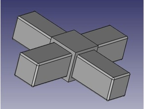 cruz conector de tubo sección cuadrada 10 mm x 1mm diy transversal cuadrado 10x10x1mm 3d print model - Mito3D