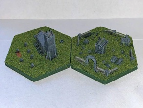 wargaming hex tiles mighty empires - church graveyard games tile wargame 3d print model - Mito3D