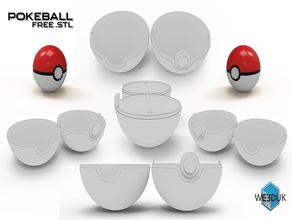 pokemon pokeball - 5 parts fully opens toys & games model we3duk working 3d print model - Mito3D
