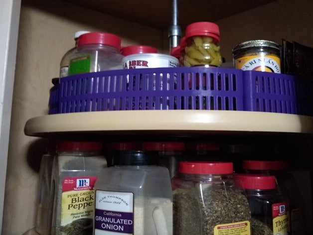 lazy susan cabinet basket containers 60 degree spice rack 3D print model - Mito3D