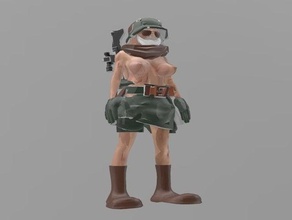 shirtless female soldier Menschen Soldat weiblich 3d print model - Mito3D