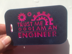 trust engineer luggage tag customize name adress openscad organization bag 3d print model - Mito3D