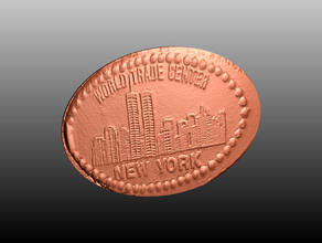 world trade center elongated penny coins & badges coin new york wtc 3d print model - Mito3D
