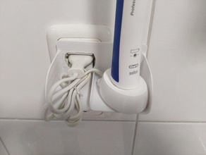 electrical toothbrush socket holder bathroom created freecad customizable din 49440 441 din49440 electric germany made oral-b parametric power schuko type f 3d print model - Mito3D