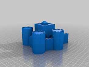 large square tower several small towers attached 3mm scale 3d printing 3d print model - Mito3D