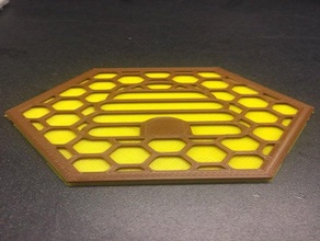 beehive coaster kitchen & dining bee brown gold hex hexagon hive honey honeybee honeycomb multicolor simple yellow 3d print model - Mito3D