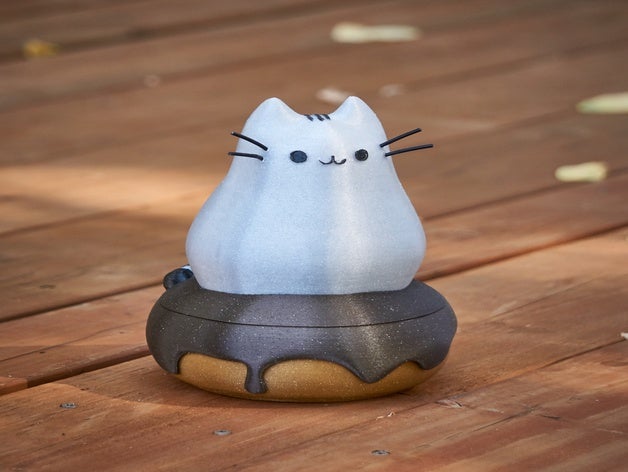 pusheen donut decoración fat cat de la lámpara 3D print model - Mito3D