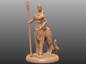 lamia lion variant - tabletop miniature toys & games beauty cat centaur criticale role dnd dungeons dragons elegant fantasy feline female game gaming gloomhaven mini pathfinder rpg spear warhammer weapon woman 3d print model - Mito3D
