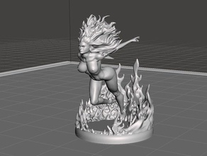 elemental çalışan yangın oyunlar dnd minyatür kadın ateş alev çıplak masa üstü 3d print model - Mito3D