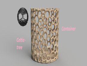 celtic tree life container containers 3d voronoi cup design fancy handy happy home household idealab pen holder pencil practical smile tray wood 3d print model - Mito3D