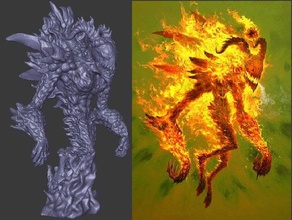 gloomhaven alev İblis oyunlar dungeons dragons elemental ateş minyatür 3d print model - Mito3D