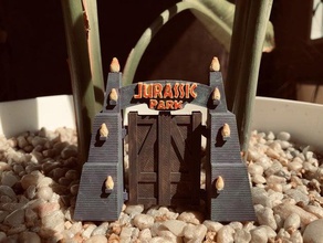 jurassic park gate no assembly supports shrinkable buildings & structures 3d print model - Mito3D