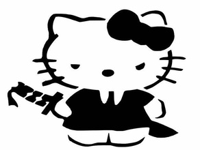 hello kitty Schablone 2d-Kunst cat Niedlich japan samurai auf der 3d print model - Mito3D
