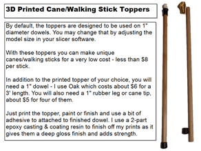 snake topper 7 cane walking hiking sticks pole staff stick 3d print model - Mito3D