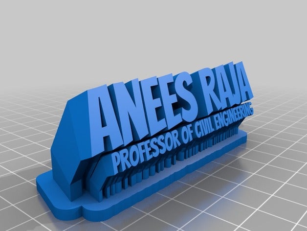 my customized sweeping 2-line name plate text office 3D print model - Mito3D