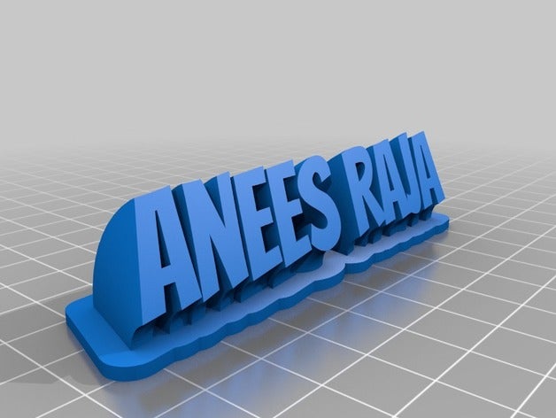 my customized sweeping 2-line name plate text office 3D print model - Mito3D