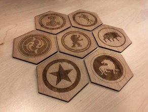 scythe themed coasters kitchen & dining boardgames drink coaster boardgame 3d print model - Mito3D