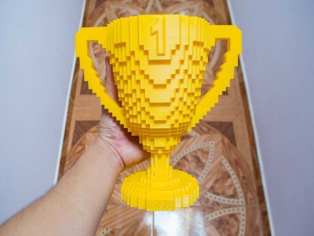 pixel trophy trofeo pixelado decor bust lego cup vase 3D print model - Mito3D