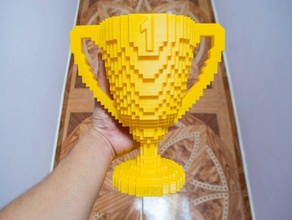 pixel trophy trofeo pixelado decor bust lego cup vase 3d print model - Mito3D