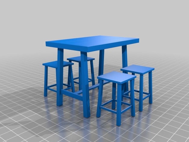 Tisch Stuhl restaurant am Straßenrand Requisiten set Tabelle 3D print model - Mito3D