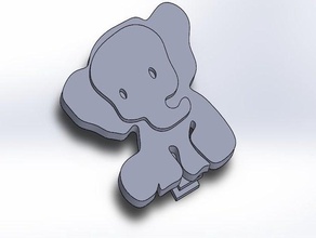 chupeta clipe de elefante titular anel 3d print model - Mito3D