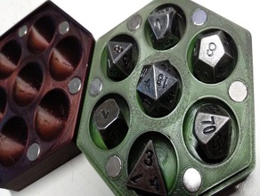 parametric hexagonal dice case box gaming 3d print model - Mito3D