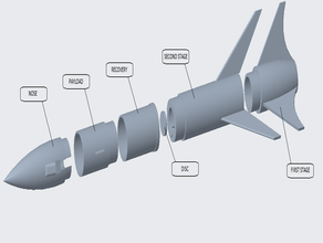 zwei-Stufen-Rakete d12 e9 hobby d12-7 e90 estes Rakete Bühne 3d print model - Mito3D
