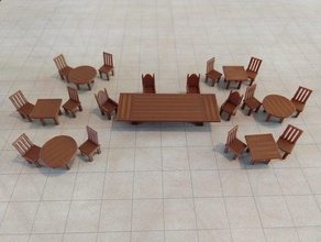 le mdn 28mm tables chaises jouets & accessoires de jeux donjons dragons 3d print model - Mito3D