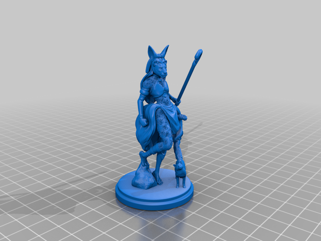 female tabaxi cleric lion cat head variants creatures catfolk dnd miniature egyptian sand sekhmet solidarity straw shield tower wicker 3D print model - Mito3D