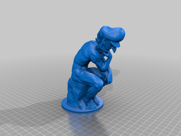 rodin's waluigi sculptures nintendo rodin thethinker thinker 3D print model - Mito3D