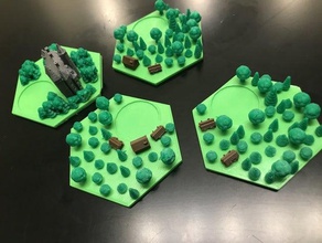 catan wood tiles - single nozzle multi-color layers games settlers tile 3d print model - Mito3D