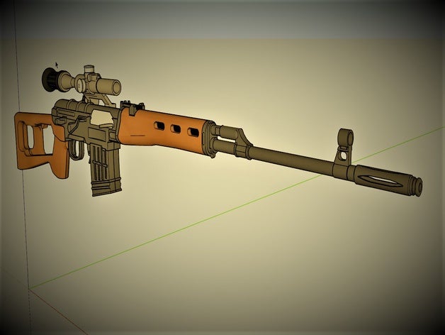 svd dragunov sniper rifle - scale 1 4 scans & replicas gun 3D print model - Mito3D