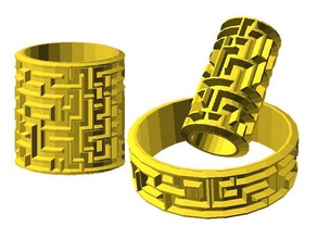 maze cylinder 3 math art 3d koozie ornament playable 3d print model - Mito3D