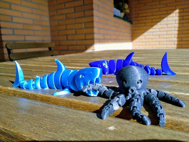 articulado de tiburón juegos y juguetes articulados la articulación pescado flexible el juguete agua 3D print model - Mito3D