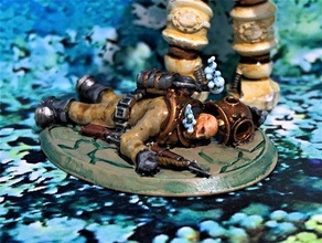 28mm dead dying diver harpoon gun - casualty games 25mm 30mm casulty deep depp dnd miniature dreadnought eargames figure mini miniatures pirate sea steampunk underwater wargame wargaming water 3d print model - Mito3D