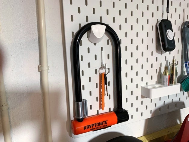 ikea skadis kryptonite u-lock titulaire de l'organisation vélo fahrrad cintre hack verrouillage le vtt pegboard crochet ulock support mural 3D print model - Mito3D