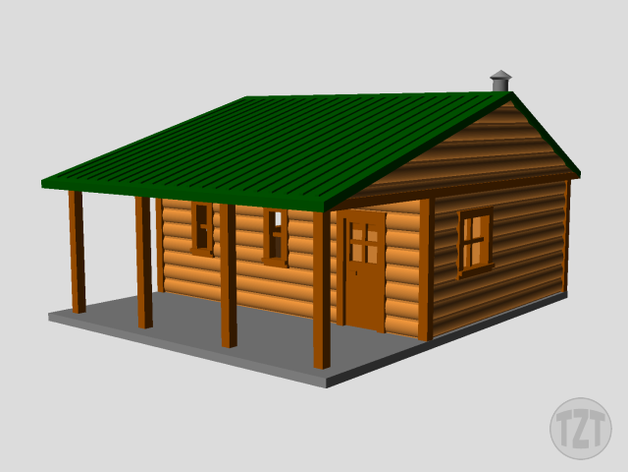 log cabin house structure home n ho o scale model railroad layout buildings & structures building trains 3D print model - Mito3D