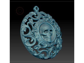 ornate skull pendant 01-1 jewelry 3dprintable 3d printing adornment decoration jewellery meshmixer ornament zbrush 3d print model - Mito3D