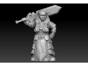 dwarven warrior remake pollygrimms female dwarf games girl miniature sword tabletop woman 3d print model - Mito3D