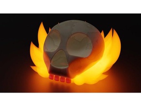 simplified flaming skull wee jas dnd token signs & logos miniature dungeons dragons fire flames 3d print model - Mito3D