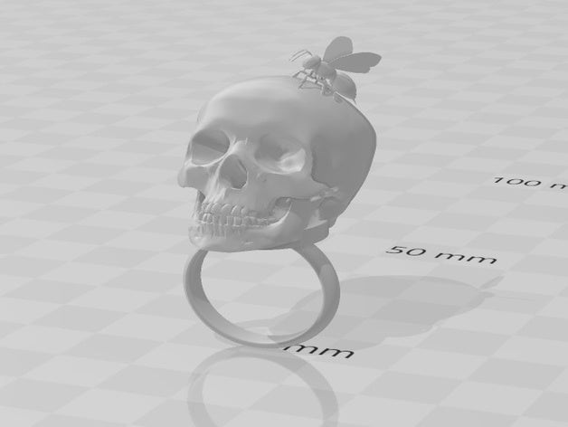 anel de caveira abelha anéis 3D print model - Mito3D