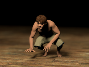 l'uomo accovacciato modelli figura umana maschio uomo squat squatting con il treno 3d print model - Mito3D