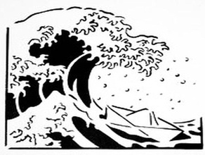 hokusai kalıp 2d sanat katsushika okyanus deniz şablon tsunami dalga 3d print model - Mito3D