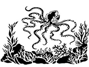 octopus stencil 2d art animal marine sea 3d print model - Mito3D