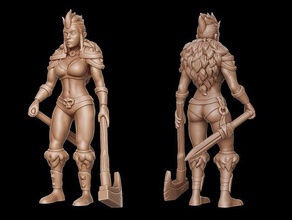 barbarian girl 2 28mm dnd miniature games mini dungeon dungeons dragons pathfinder rpg tabletop gaming 3d print model - Mito3D