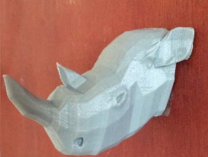 rhino testa appendiabiti animali animale geometrica lowpoly low poly rhinoceros gancio a muro parete montaggio 3d print model - Mito3D