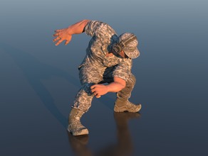 maschio azione di posa persone figura ragazzo umana uomo militare modello con il treno 3d print model - Mito3D